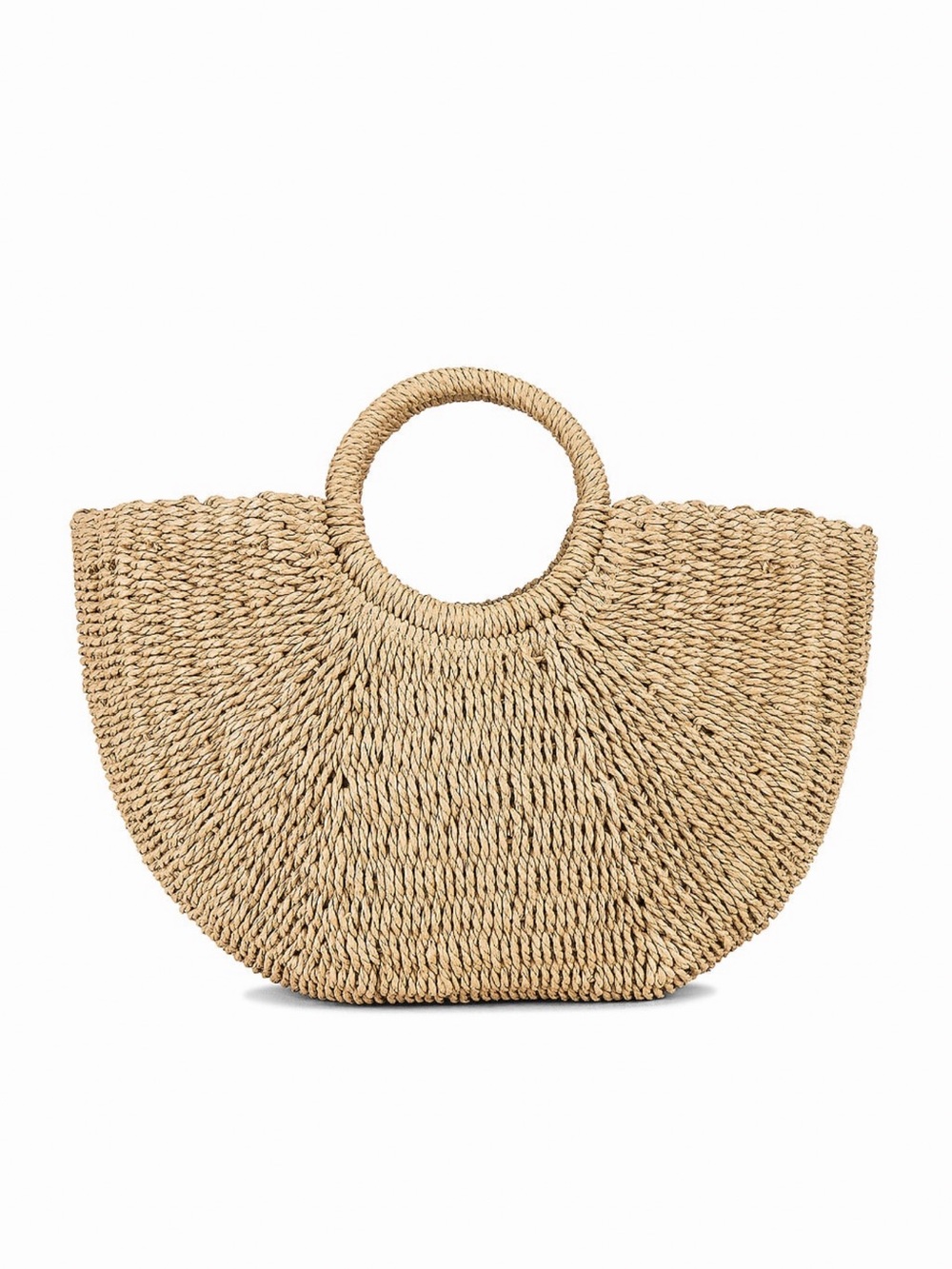 Natural Straw Circle Handle Tote Bag